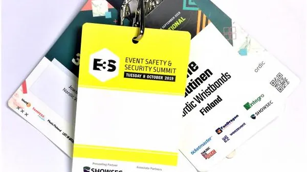 Laminated event badges on lanyards